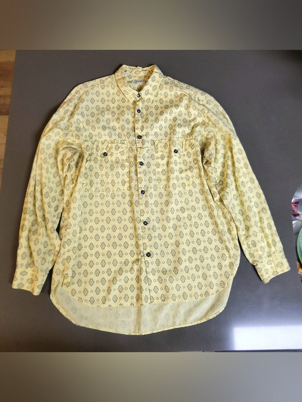 Vintage 80s Benetton Made in Italy Geometric Print Pattern Button Down Shirt - Y